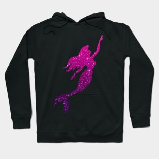 Pink and Purple Ombre Faux Glitter Mermaid Silhouette Hoodie